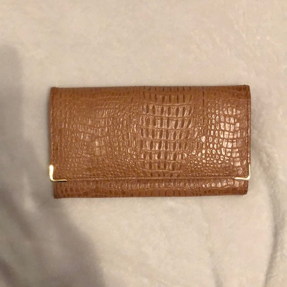 Croco embossed tan leather wallet - Picture 1 of 7